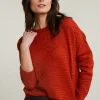 New River Woods Oranje mohair trui ronde hals -