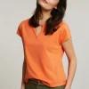 Hot River Woods Oranje mouwloze V-hals T-shirt -