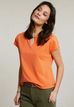 Hot River Woods Oranje mouwloze V-hals T-shirt -