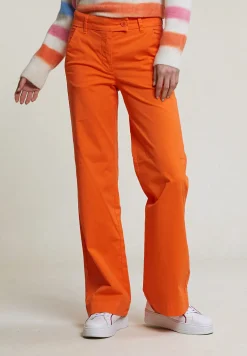 Fashion River Woods Oranje rechte stretch broek -