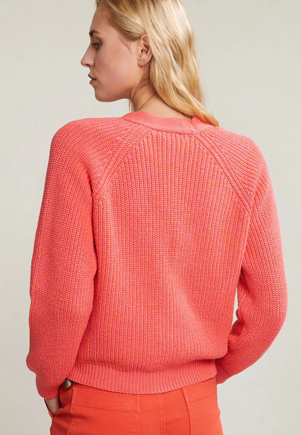Fashion River Woods Oranje V-hals cardigan lange mouwen -