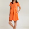 Discount River Woods Oranje V-hals jerseyjurk korte mouwen -