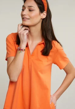Discount River Woods Oranje V-hals jerseyjurk korte mouwen -