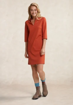 Fashion River Woods Oranje V-hals jurk 3/4 mouwen -