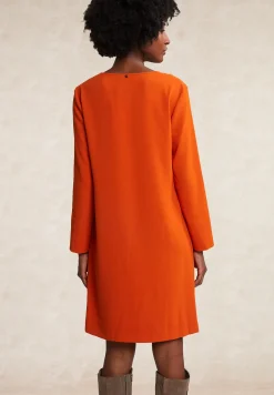 Discount River Woods Oranje V-hals jurk lange mouwen -