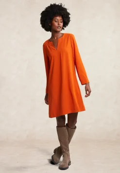 Discount River Woods Oranje V-hals jurk lange mouwen -