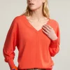 Fashion River Woods Oranje V-hals trui lange mouwen -