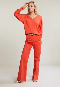 Fashion River Woods Oranje V-hals trui lange mouwen -