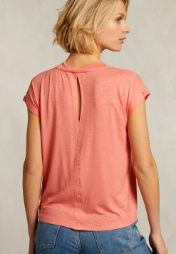 Hot River Woods Oranje V-hals T-shirt korte mouwen -