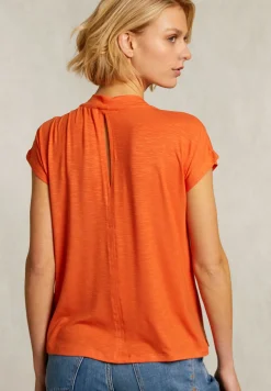 New River Woods Oranje V-hals T-shirt korte mouwen -