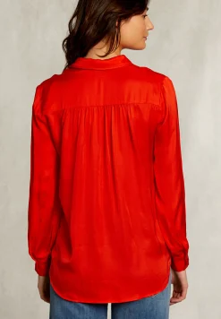 Fashion River Woods Oranje viscose blouse met knopen -