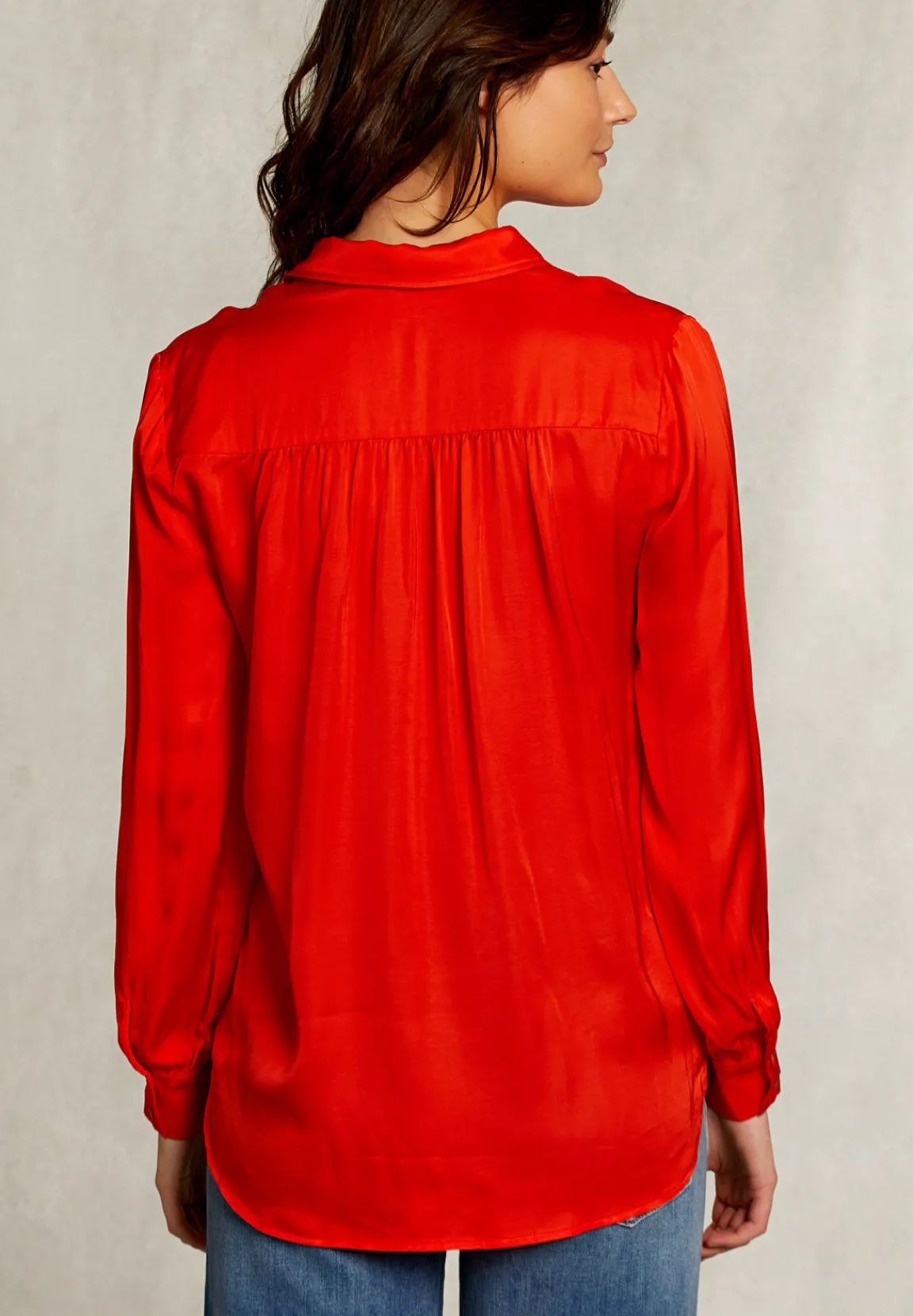 Fashion River Woods Oranje viscose blouse met knopen -