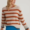 New River Woods Oranje/beige gestreepte trui ronde hals -