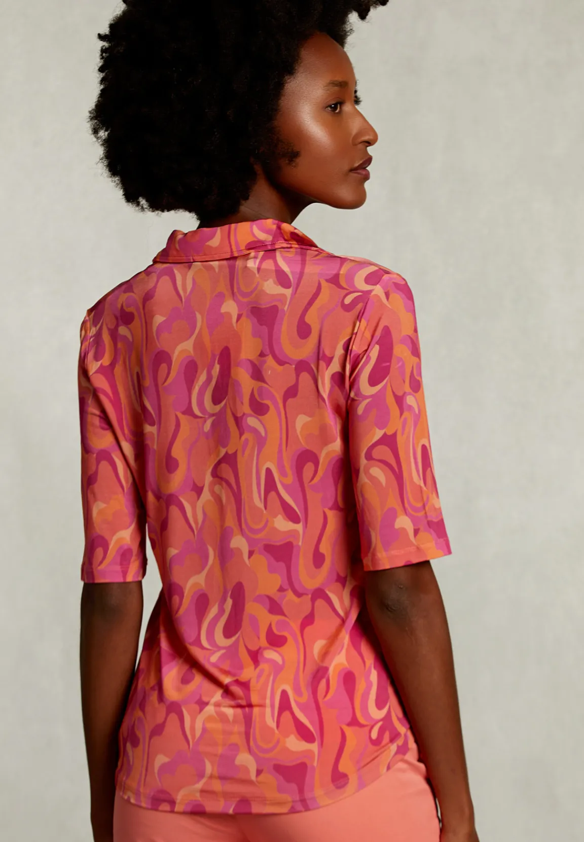 Sale River Woods Oranje/fushia fantasie T-shirt polokraag -
