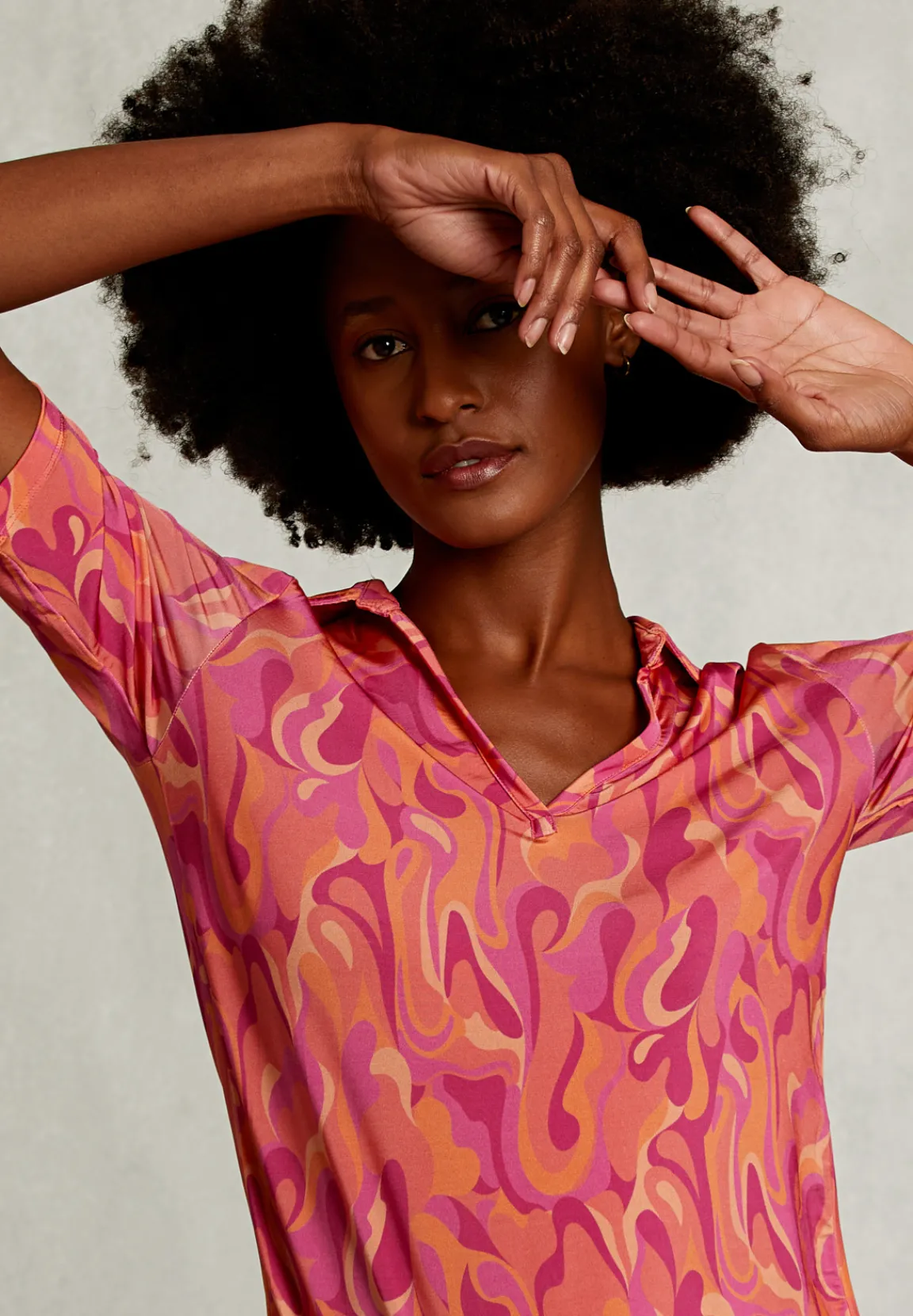 Sale River Woods Oranje/fushia fantasie T-shirt polokraag -
