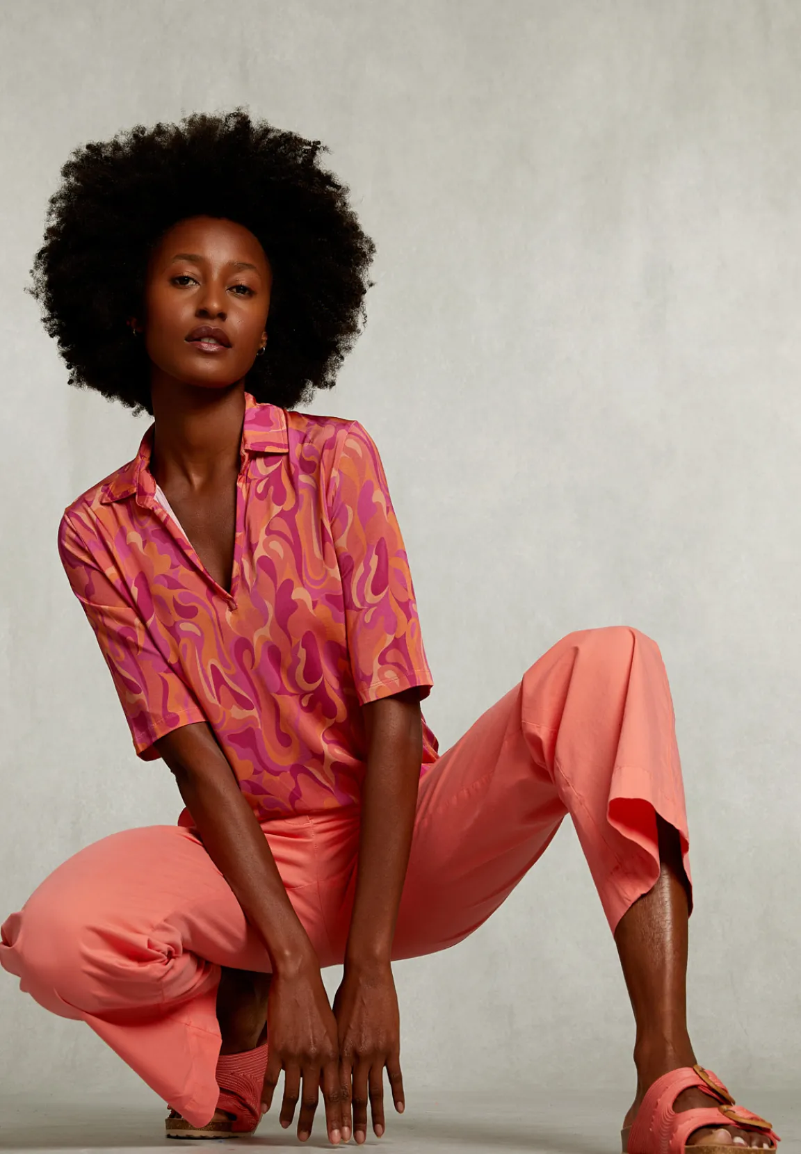 Sale River Woods Oranje/fushia fantasie T-shirt polokraag -