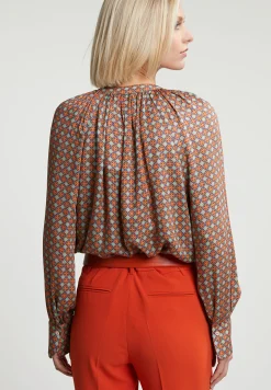 Sale River Woods Oranje/groene fantasie blouse met knopen -