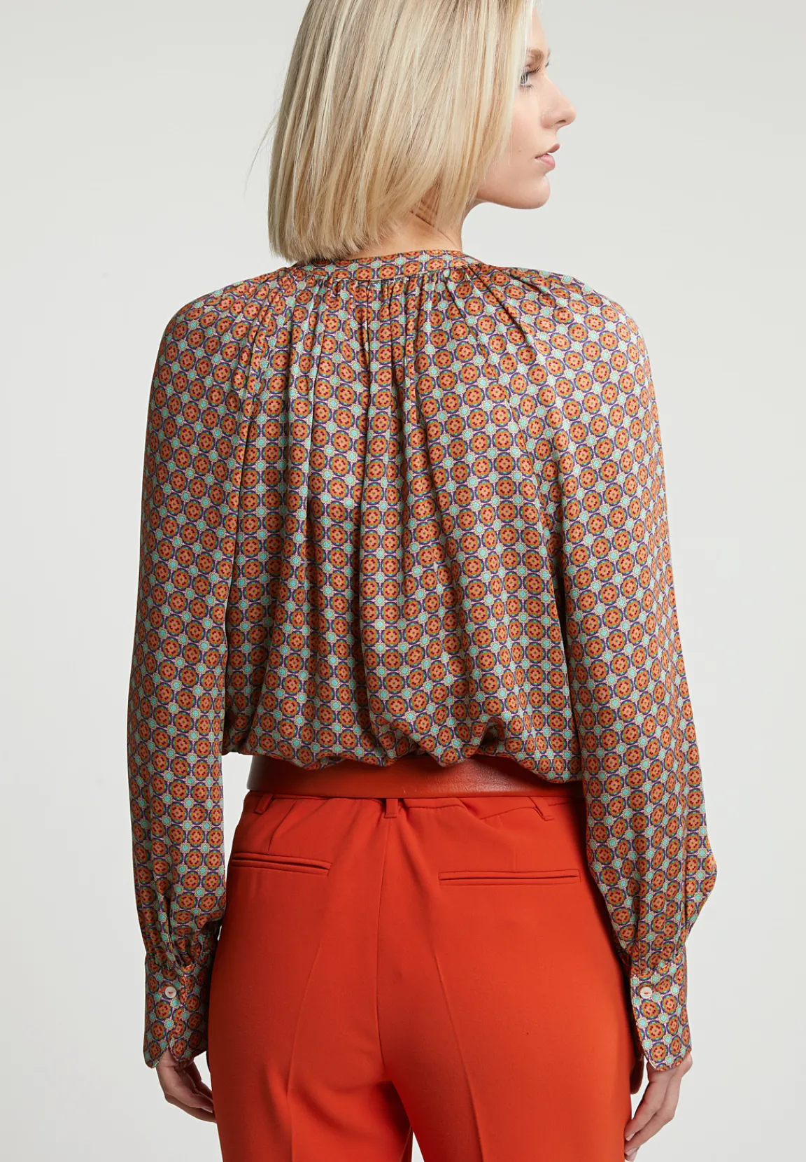 Sale River Woods Oranje/groene fantasie blouse met knopen -