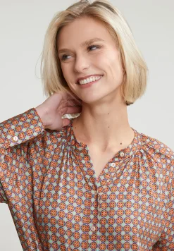 Sale River Woods Oranje/groene fantasie blouse met knopen -