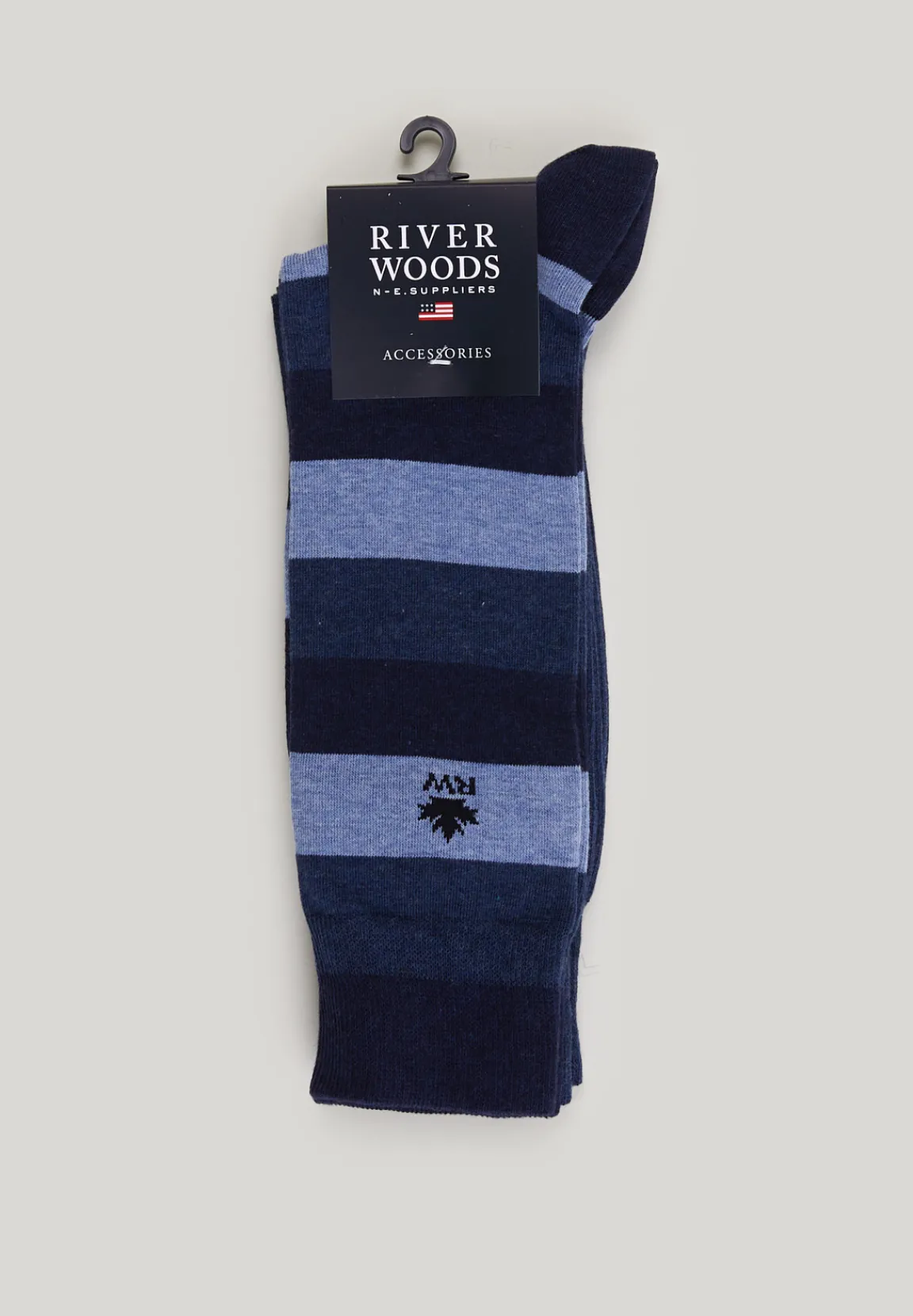 Discount River Woods 2-paar gestreepte sokken dk navy -