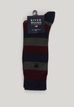 Hot River Woods 2-paar gestreepte sokken stellar/bordeaux -