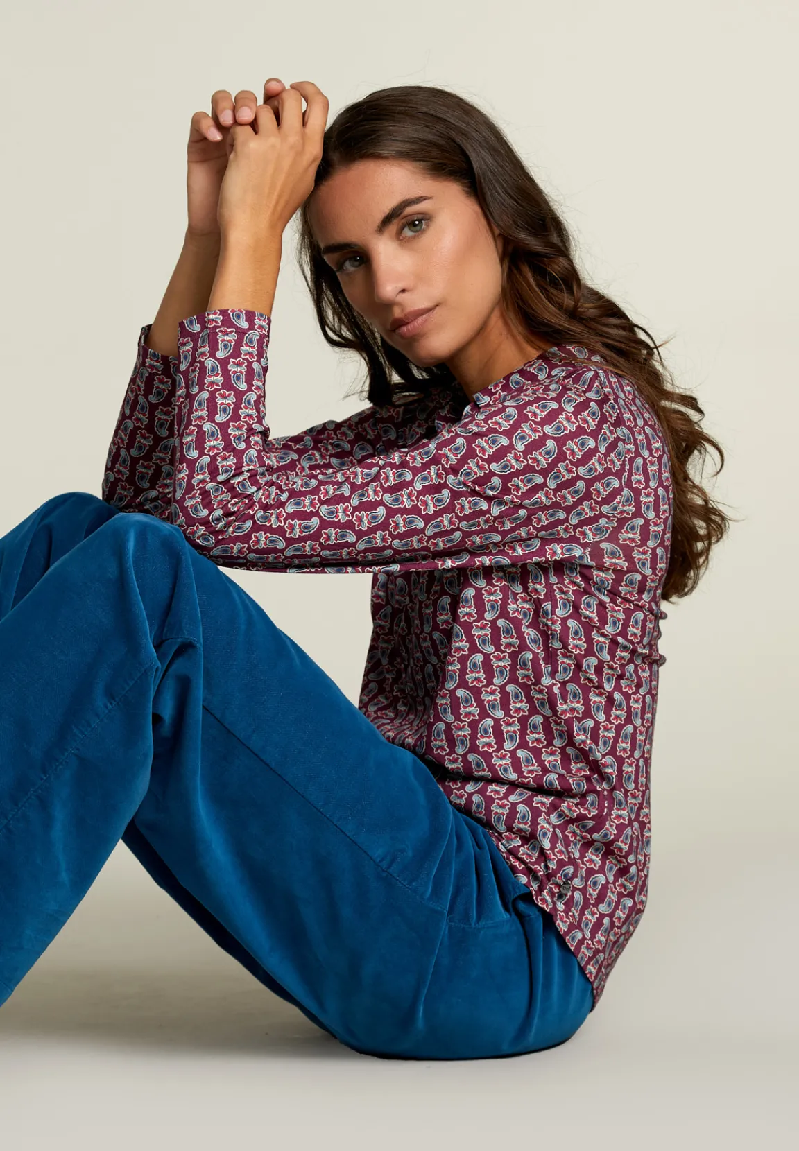 Fashion River Woods Paars/blauwe fantasie T-shirt -