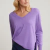 Sale River Woods Paarse basic V-hals trui lange mouwen -