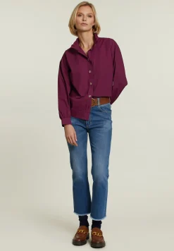 Best River Woods Paarse blouse ruffelkraag -