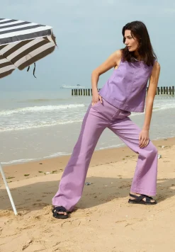Fashion River Woods Paarse mouwloze top ritssluiting op rug -