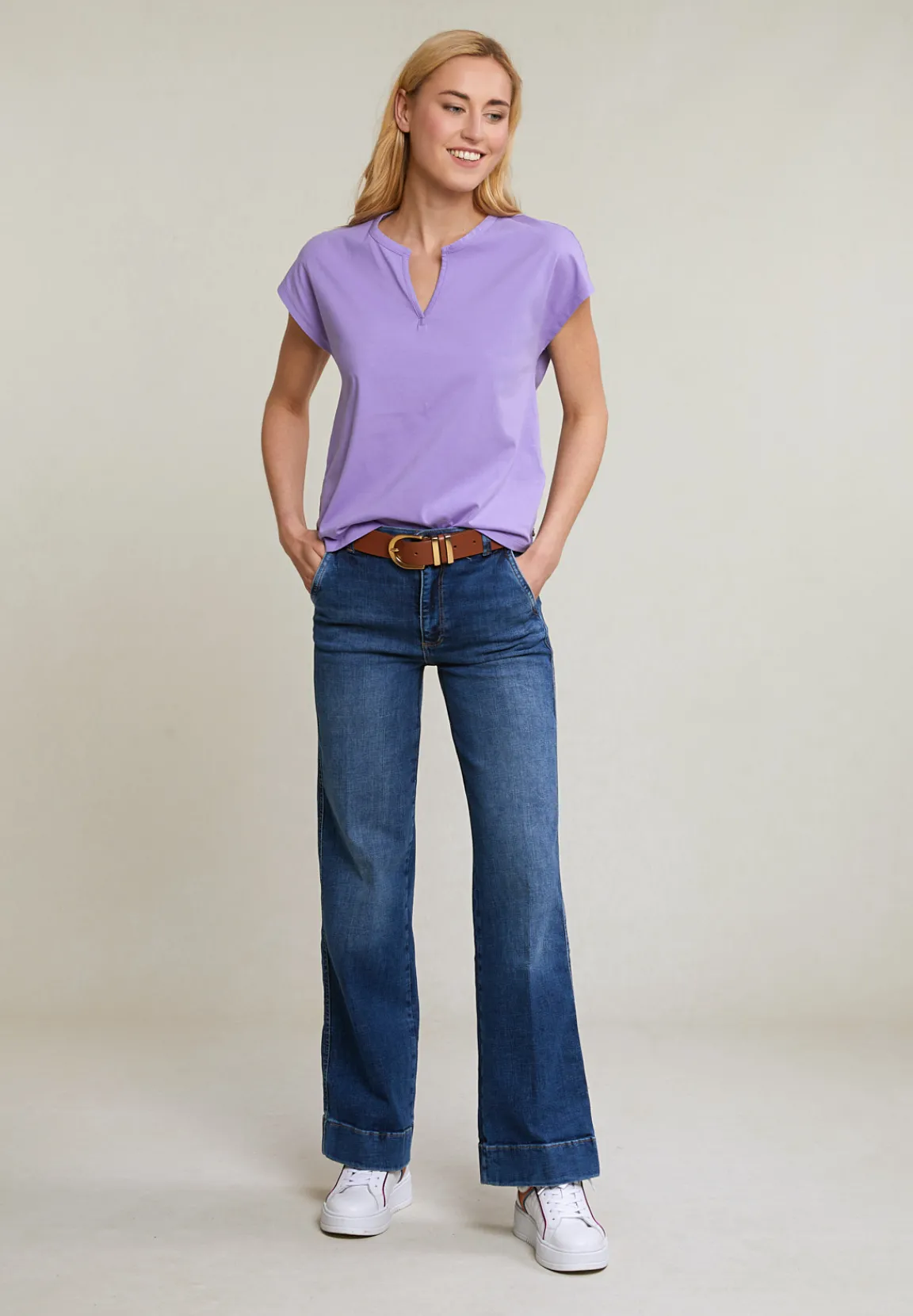 Hot River Woods Paarse mouwloze V-hals T-shirt -