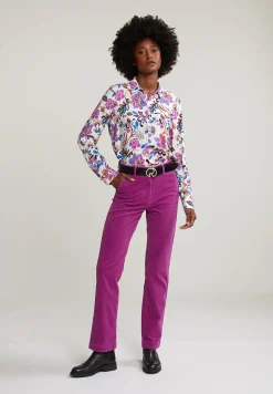 Hot River Woods Paarse ribfluwelen broek hoge taille -