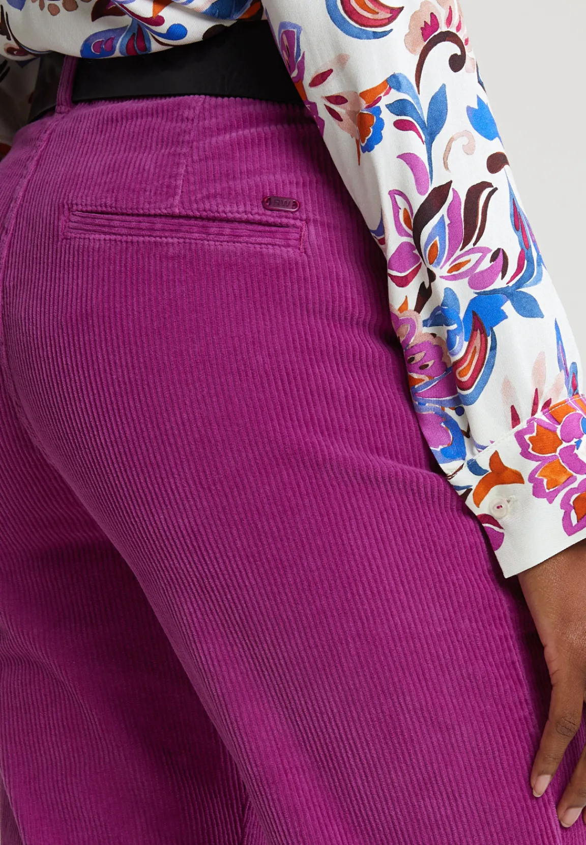 Hot River Woods Paarse ribfluwelen broek hoge taille -
