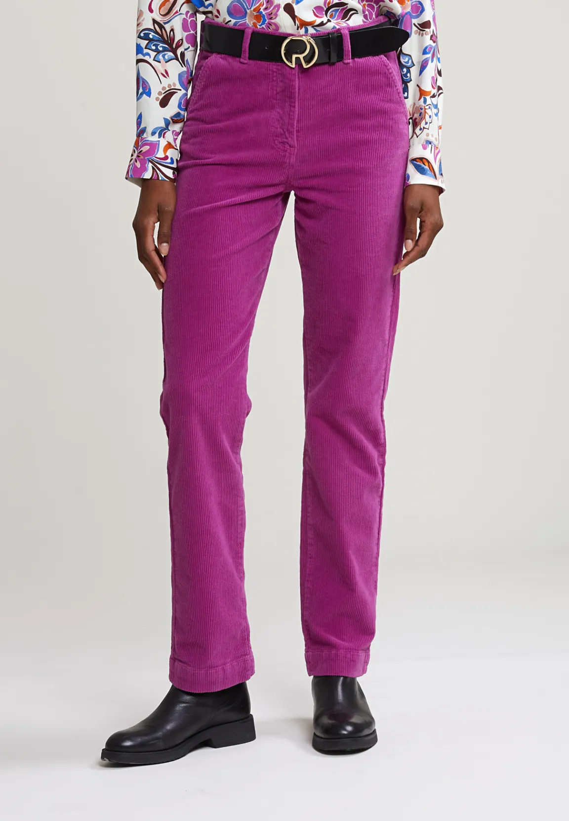 Hot River Woods Paarse ribfluwelen broek hoge taille -