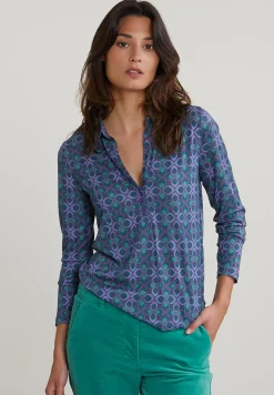 Online River Woods Paars/groene fantasie V-hals T-shirt -