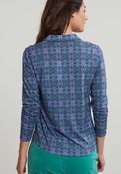 Online River Woods Paars/groene fantasie V-hals T-shirt -