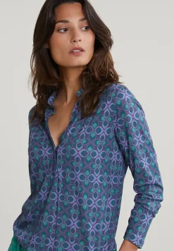 Online River Woods Paars/groene fantasie V-hals T-shirt -