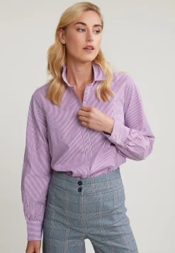 Discount River Woods Paars/wit gestreepte blouse pofmouwen -