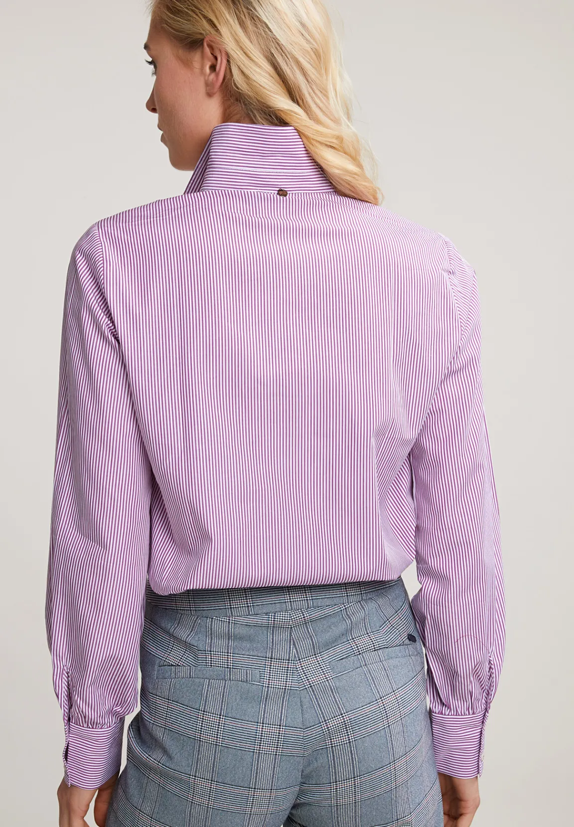 Discount River Woods Paars/wit gestreepte blouse pofmouwen -