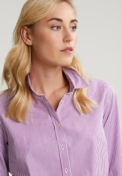 Discount River Woods Paars/wit gestreepte blouse pofmouwen -