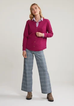 Discount River Woods Paars/wit gestreepte blouse pofmouwen -