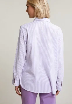 Fashion River Woods Paars/wit lange gestreepte geknoopte blouse -
