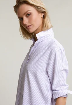 Fashion River Woods Paars/wit lange gestreepte geknoopte blouse -