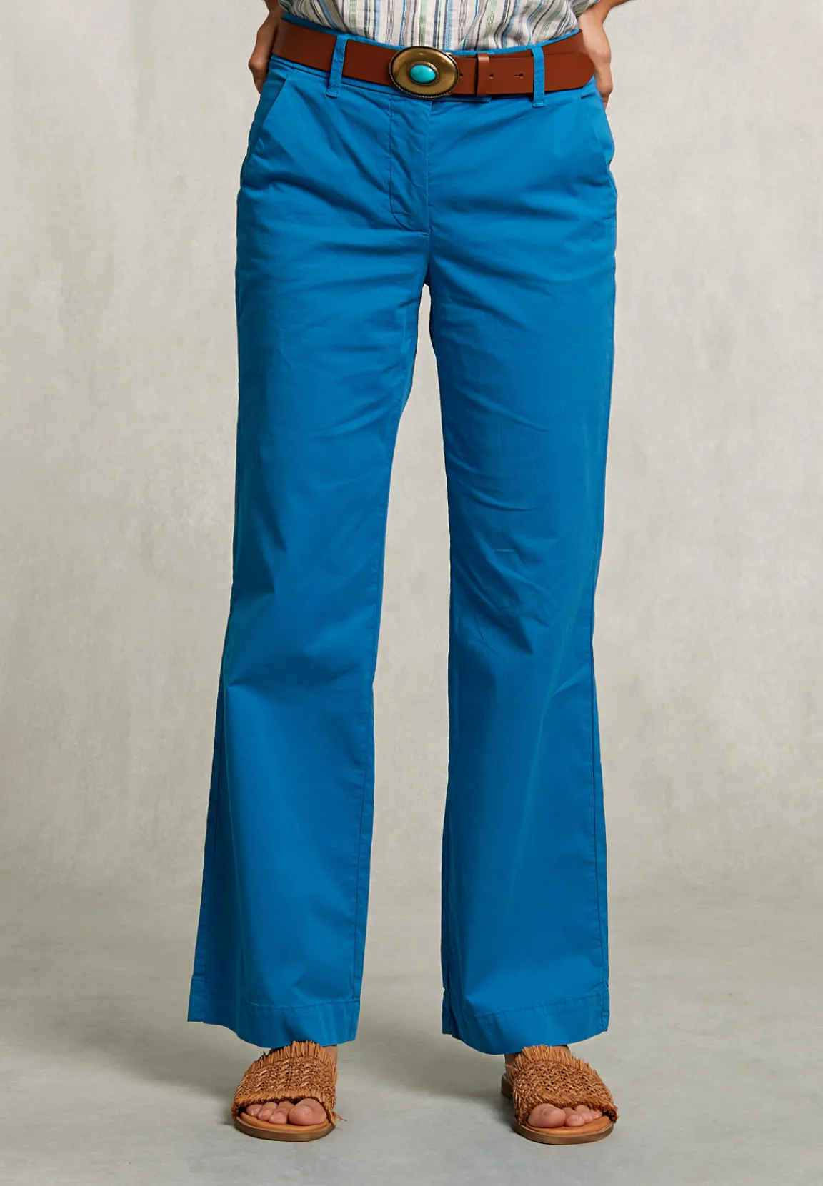 Best River Woods Petrol blauwe basic broek -