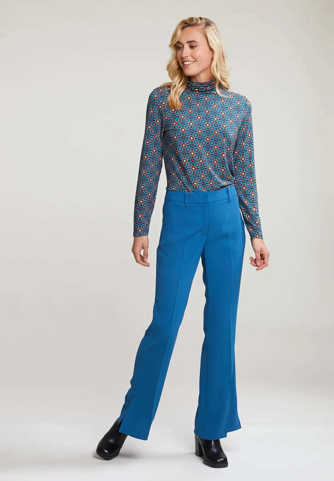 Sale River Woods Petrol klassieke broek met zijsplit -