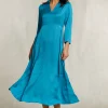 Online River Woods Petrol V-hals jurk 3/4 mouwen -
