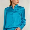 Hot River Woods Petrol viscose blouse met knopen -