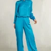 Clearance River Woods Petrol wijde broek elastische taille -