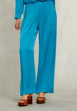 Clearance River Woods Petrol wijde broek elastische taille -