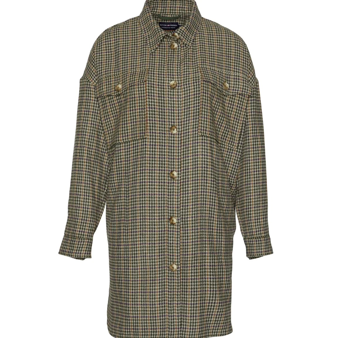 Fashion River Woods Pied-de-poule hemdjas in groen -