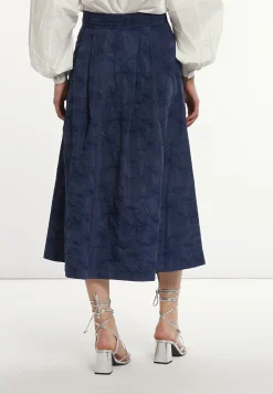 New River Woods Plooirok hoge taille blauw -
